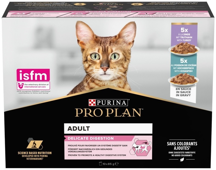 Mokra karma dla kotów Purina Pro Plan Delicate Indyk i ryba Multipack 10 x 85 g (8445290855817) - obraz 1