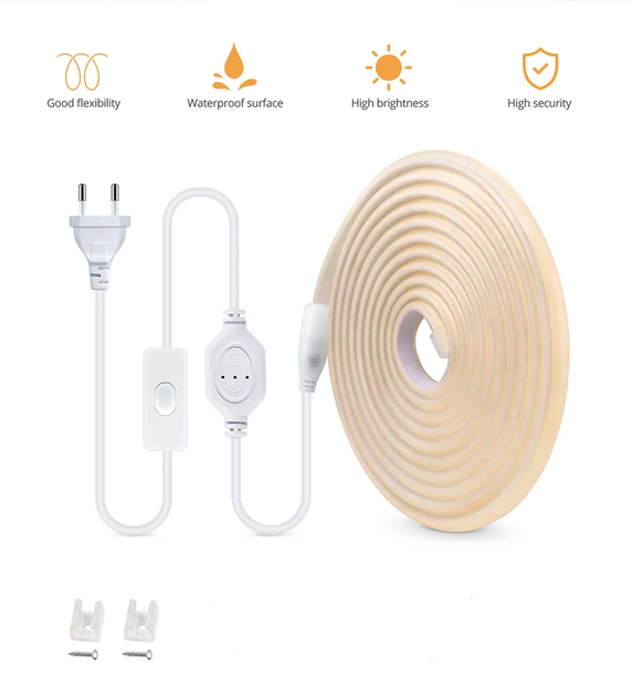 Світлодіодний неоновий шнур 3 м LED Білий колір (White 220 V 288leds/M), Athand - Фото 4 Світлодіодний неоновий шнур 3 м LED Білий колір (White 220 V 288leds/M), Athand - зображення 4