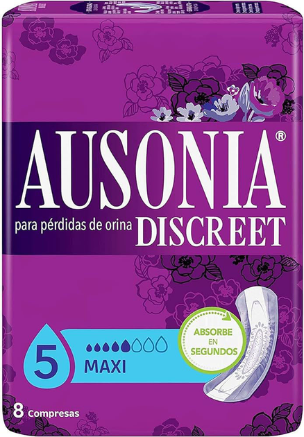 Podpaski urologiczne Ausonia Discreet Sanitary Towels Maxi Urinary Incontinence 8 szt (8001090995438) - obraz 1
