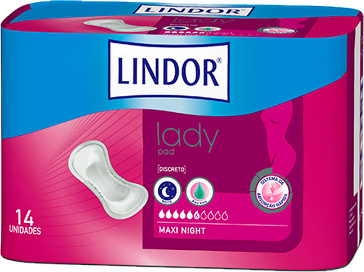 Podpaski urologiczne Lindor Lady Pad Maxi Night 6 Drops 14 szt (4052199535524) - obraz 1
