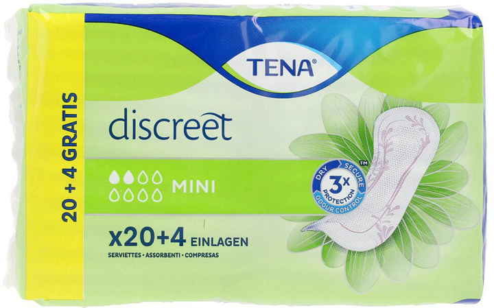 Podpaski urologiczne Tena Discreet Incontinence Sanitary Towel Mini 24 szt (7322541085227) - obraz 1