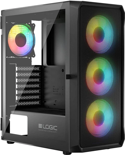 Obudowa komputerowa Logic Concept Portos Mesh+Glass ARGB fans 4x120 mm Black (AT-PORTOS-10-0000000-0002) - Zdjęcie 5 Obudowa komputerowa Logic Concept Portos Mesh+Glass ARGB fans 4x120 mm Black (AT-PORTOS-10-0000000-0002) - obraz 5