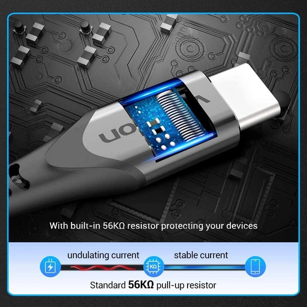 Кабель зарядний USB C Cable 3A Fast Charging 5FT Premium Nylon Braided 1 м Black (YM0211) - Фото 2 Кабель зарядний USB C Cable 3A Fast Charging 5FT Premium Nylon Braided 1 м Black (YM0211) - зображення 2