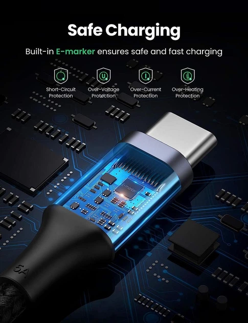 Кабель зарядный Ugreen Type-C 100W Power Delivery PD Charging Cord 3м Black (YM0560) - изображение 4