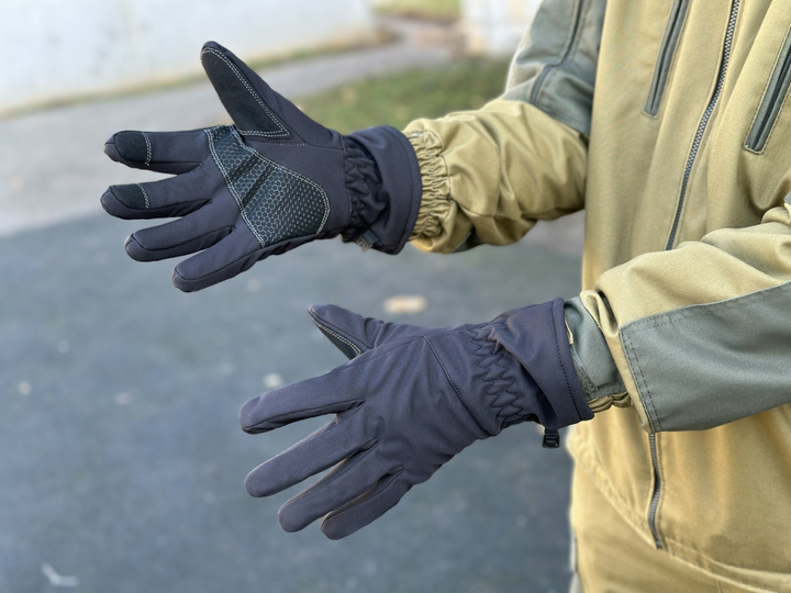 Зимние перчатки тёплые Tactic тактические перчатки софт шел утепленные, перчатки soft shell Black (XL) - изображение 2