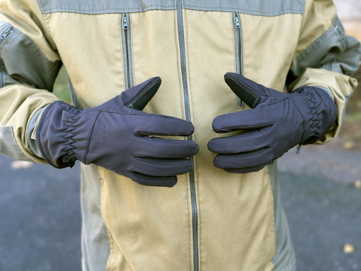 Зимние перчатки тёплые Tactic тактические перчатки софт шел утепленные, перчатки soft shell Black (L) - изображение 2