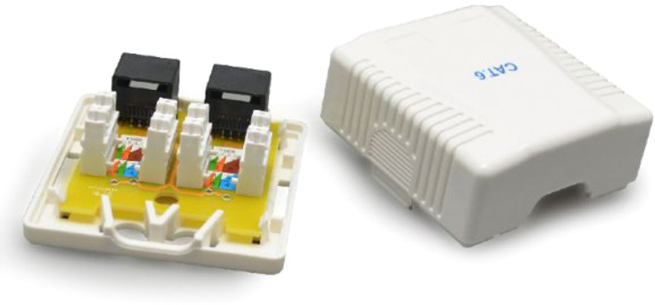 Розетка на 2 порти з екраном Cablexpert RJ-45, 6 cat, зовнішня (NCAC-2F6-01) - зображення 3