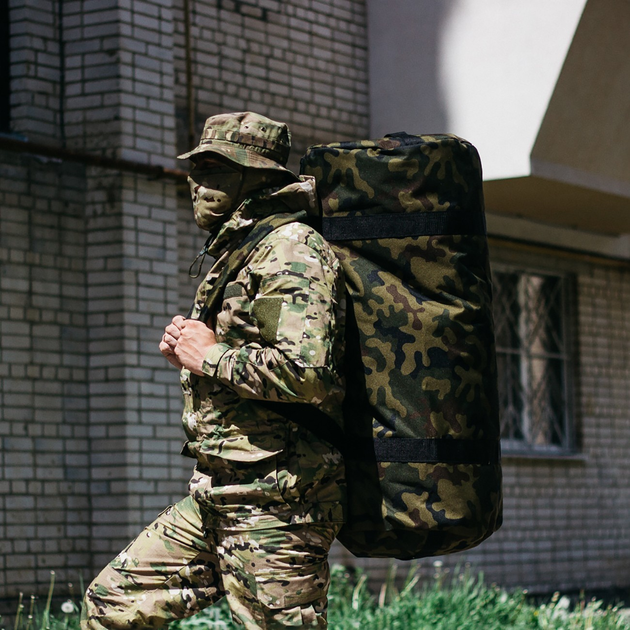 Військова сумка баул, армійський баул Оксфорд камуфляж 120 л тактичний баул, тактичний баул-рюкзак - зображення 1