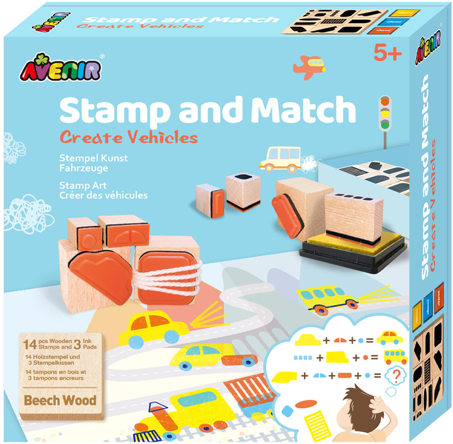 Zestaw dla kreatywnych Avenir Stamp And Match Transport (6920773317652) - obraz 1