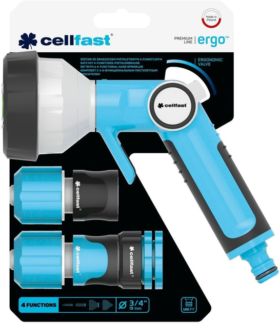 Комплект Cellfast Ergo з 4-х функціональним пістолетним зрошувачем 3/4" (5901828859533) - зображення 2