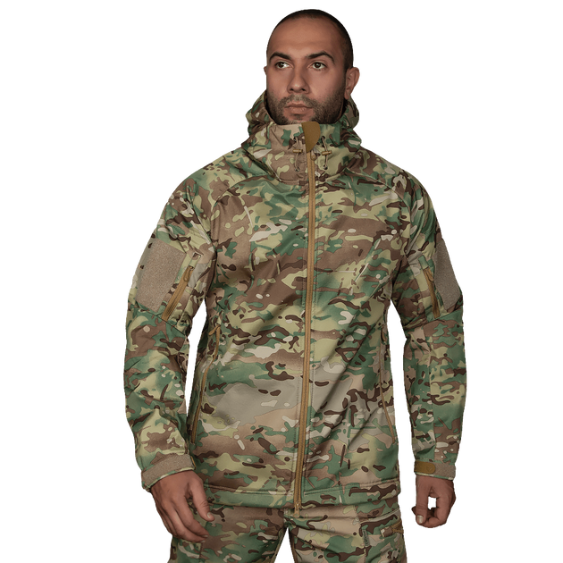 Куртка тактическая демисезонная мужская для силовых структур CM Stalker SoftShell Мультикам (7089), L TR_7089(L) - изображение 2