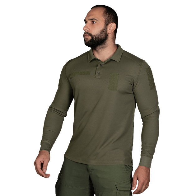 Поло футболка тактическая мужская с длинным рукавом для силовых структур CM Олива (7368), XXL TR_7368-XXL - изображение 2