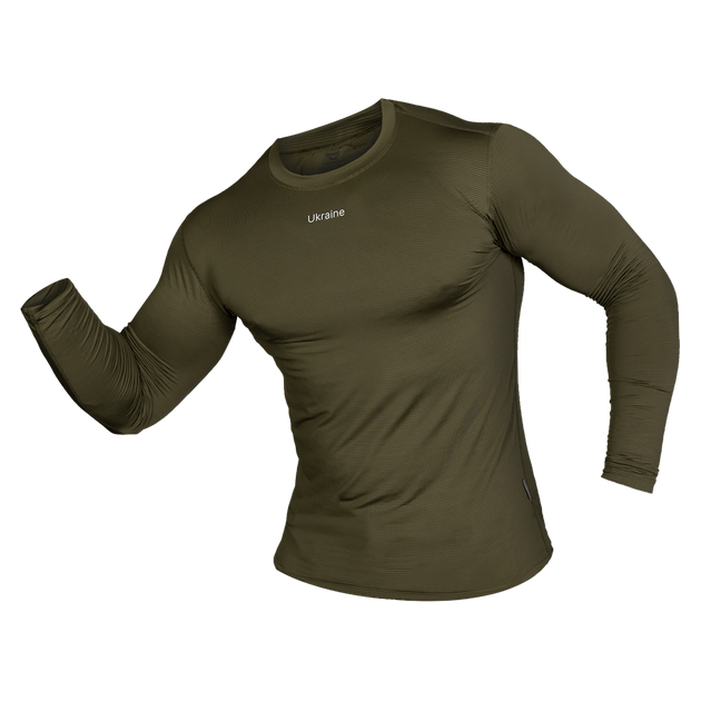 Лонгслів чоловічий тактичний еластичний футболка з довгим рукавом для силових структур Оліва Ukraine (7342), M TR_7342-M - зображення 1