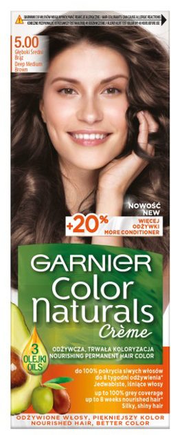 Krem koloryzujący do włosów Garnier Color Naturals Creme 5.00 Głęboki Średni Brąz 156 g (3600542021845) - obraz 1