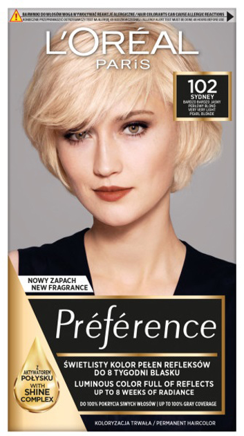 Farba do włosów L'Oreal Paris Preference 102 Bardzo Jasny Blond Perłowy 251 g (3600521394861) - obraz 1