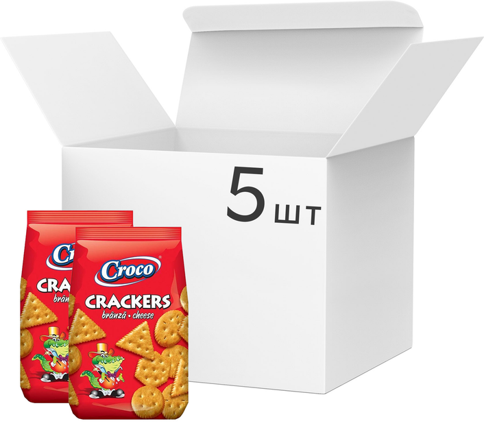 Упаковка крекера Croco Crackers с сыром 100 г х 5 шт (5941194000245 ...