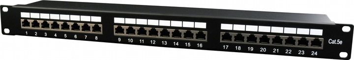 Patch panel Cablexpert 19" 1U 24 porty Cat 5e (NPP-C524-002) - obraz 1