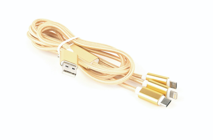 Кабель Cablexpert USB - Apple Lightning/MicroUSB/USB Type-C 1 м Gold (CC-USB2-AM31-1M-G) - зображення 2