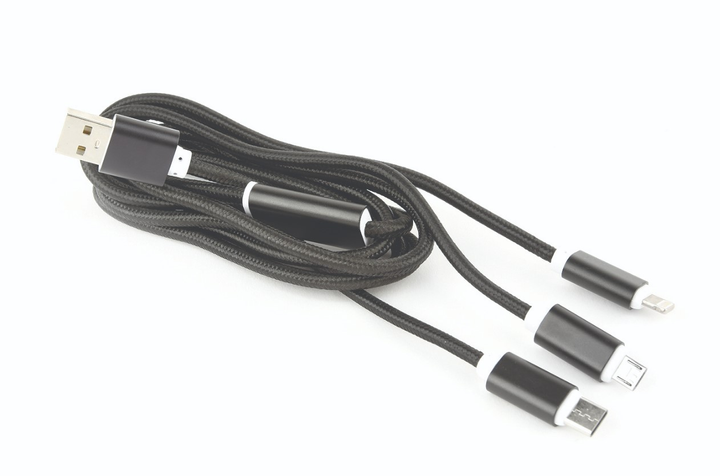 Kabel Cablexpert USB - Apple Lightning/MicroUSB/USB Type-C 1 m Czarny (CC-USB2-AM31-1M) - obraz 2