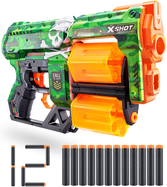 Szybkostrzelny miotacz Zuru X-SHOT Skórki Dread Camo 12 naboi (193052039255) - obraz 3