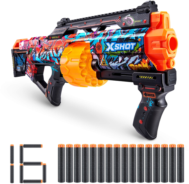 Szybkostrzelny miotacz Zuru X-SHOT Skins Last Stand Graffiti 16 naboi (193052039286) - obraz 3