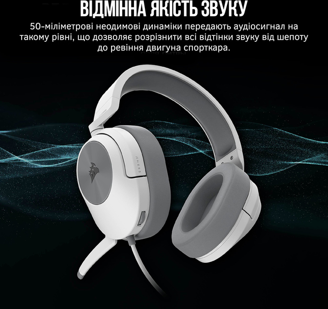 Słuchawki Corsair Stereo Headset HS55 Biały (CA-9011261-EU) - obraz 2