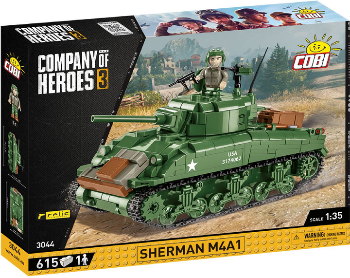 Klocki konstrukcyjne Cobi Company of Heroes 3 Czołg M4 Sherman 615 elementów (5902251030445) - obraz 1