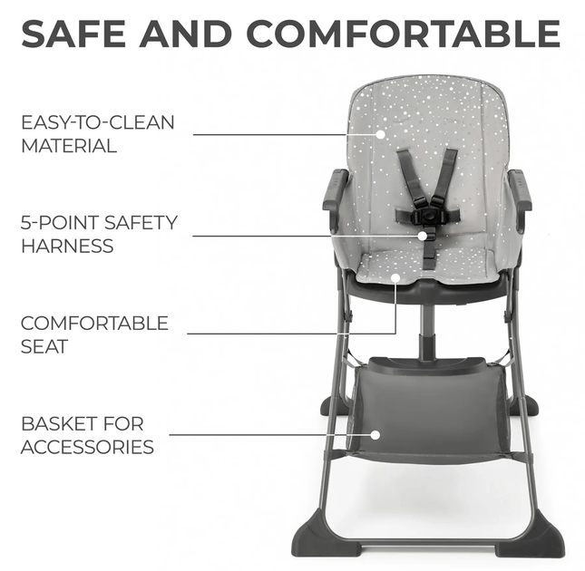 Стільчик для годування Kinderkraft Foldee Grey (KHFOLD00GRY0000) - зображення 9