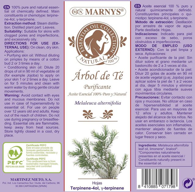 Olejek eteryczny z drzewa herbacianego Marnys Aceite De Arbol Te 50 ml (8410885071798) - obraz 2