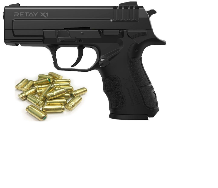 Пістолет стартовий Retay X1 Black +20 шт холостих патронів (9 мм) - зображення 1