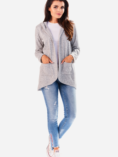 Kardigan damski z kieszeniami Awama A196 L/XL Szary (5902360517721) - obraz 4