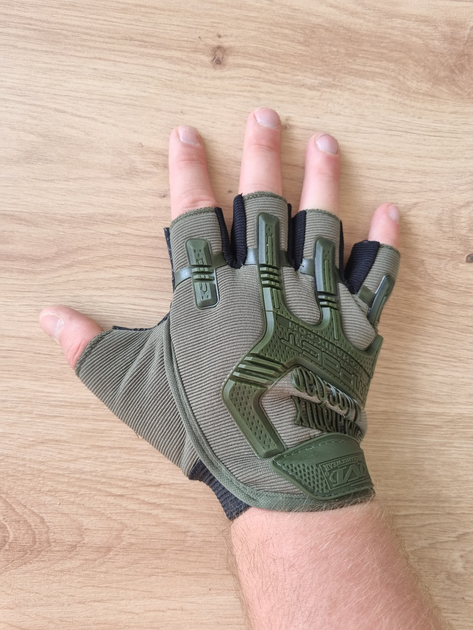Тактичні рукавички без пальців Mechanix Mpact Олива L - зображення 1