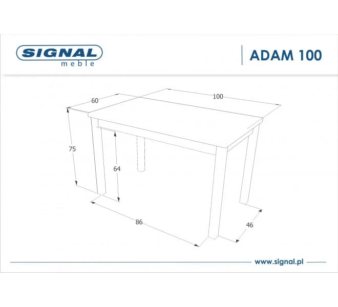 Обідній стіл Adam 60x100 Дуб Ланцелот / Білий ADAMDLB100 Signal - зображення 5