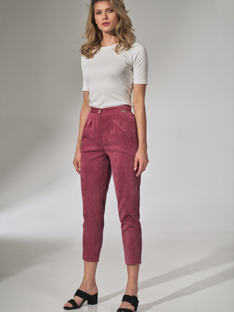 Spodnie slim fit damskie Figl M742 L Różowe (5902194386418) - obraz 1