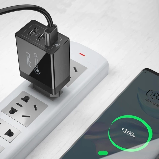 Сетевое зарядное устройство ESSAGER Fangbo QC3.0 USB-A (QC+Dual 2.4A) EU Black (ECTQC3-FBB01) - Фото 3 Сетевое зарядное устройство ESSAGER Fangbo QC3.0 USB-A (QC+Dual 2.4A) EU Black (ECTQC3-FBB01) - изображение 3