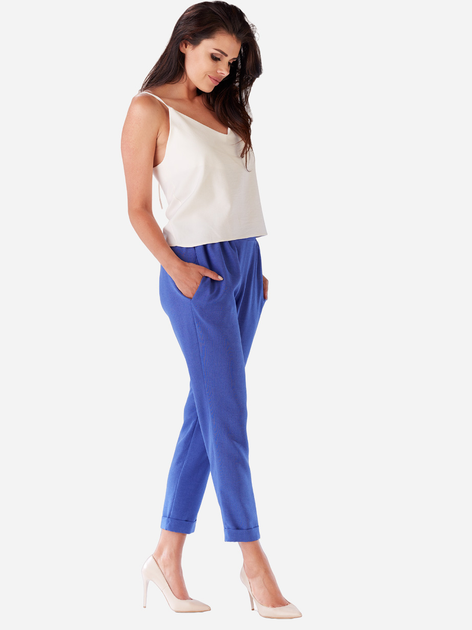 Spodnie regular fit damskie Awama A186 L Niebieskie (5902360518452) - obraz 3