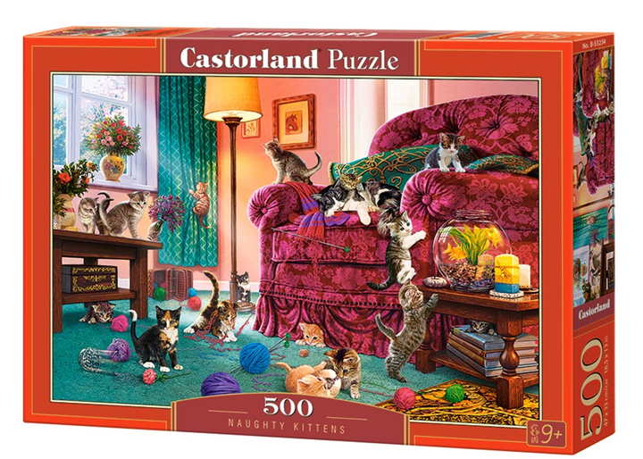 Puzzle Castorland Niegrzeczne kocięta 500 elementów (5904438053254) - obraz 1