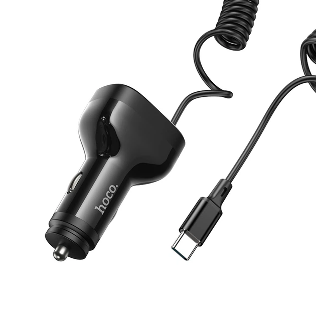 Автомобильное зарядное устройство Hoco NZ11A 2USB/ Type-C PD 30W черное + кабель Type-C - изображение 6