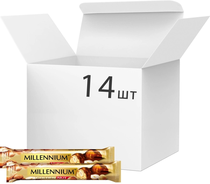 Акция на Упаковка шоколаду Millennium Double Nuts Чорний з начинкою та цільними лісовими горіхами 40 г х 14 шт от Rozetka