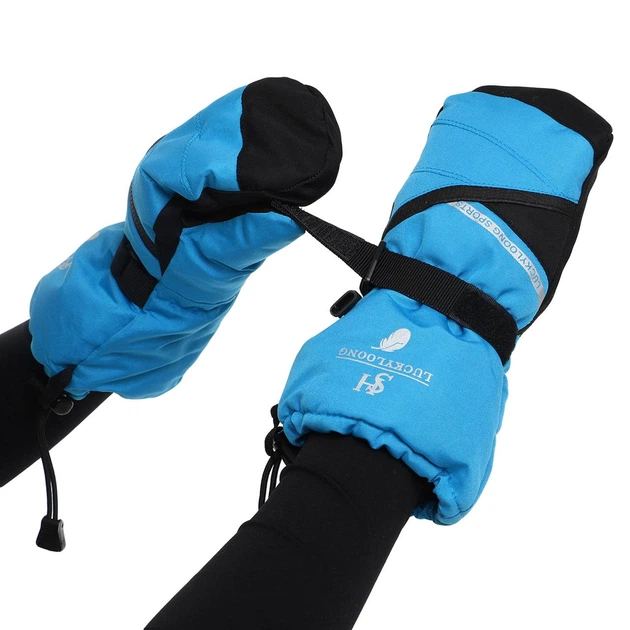 Рукавички гірськолижні дитячі Zelart Luckyloong Action 8778 розмір L-XL (9-12 років) Light Blue-Black - зображення 4
