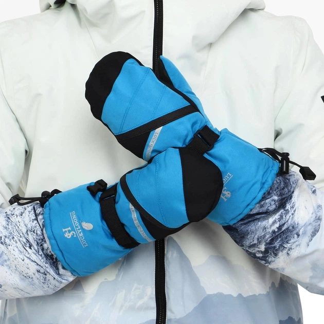 Рукавички гірськолижні дитячі Zelart Luckyloong Action 8778 розмір L-XL (9-12 років) Light Blue-Black - зображення 5