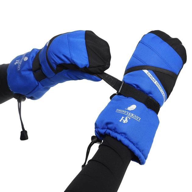 Варежки горнолыжные детские Zelart Luckyloong 8778 размер L-XL (9-12 лет) Blue-Black - изображение 3