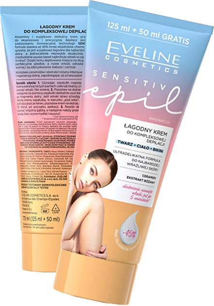 Крем для комплексної депіляції Eveline Cosmetics Sensitive Epil м'який 175 мл (5903416047681) - зображення 2