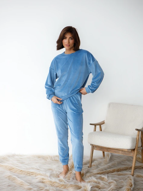 Пижама (свитшот + штаны) женская теплая велюровая BARWA garments 0332/333 S Голубая (2113323331213) - Фото 5 Пижама (свитшот + штаны) женская теплая велюровая BARWA garments 0332/333 S Голубая (2113323331213) - изображение 5