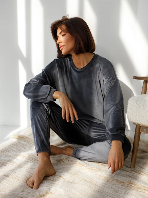 Пижама (свитшот + штаны) женская теплая велюровая BARWA garments 0332/333 S Графит (2113323331329) - Фото 7 Пижама (свитшот + штаны) женская теплая велюровая BARWA garments 0332/333 S Графит (2113323331329) - изображение 7