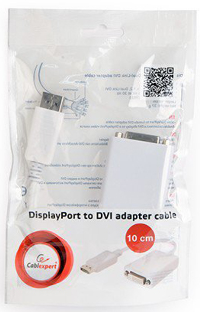 Перехідник Cablexpert DisplayPort — DVI 0.1 м White (A-DPM-DVIF-03-W) - зображення 2
