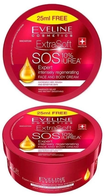 Krem do ciała i twarzy Eveline Cosmetics Extra Soft SOS specjalistyczny intensywnie regenerujący 10% Urea 175 ml (5901761965346) - obraz 2