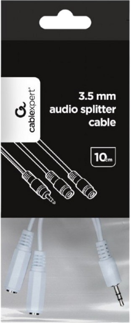 Кабель стерео аудіо Cablexpert 3.5 мм F - 2x3.5 мм M 0.1 м White (CCA-415W) - зображення 3