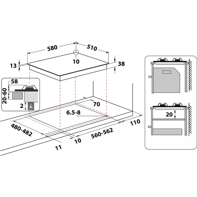 Варочная поверхность газовая Whirlpool TGML 661 IX [95553] - изображение 6