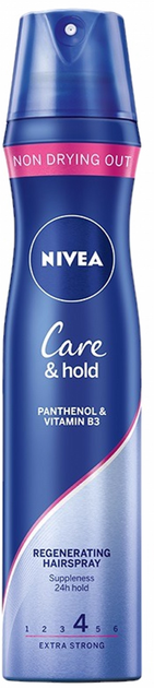 Lakier do włosów Nivea Care & Hold regenerujący 250 ml (5900017057170) - obraz 1